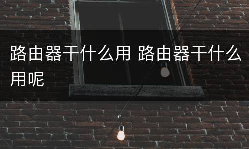 路由器干什么用 路由器干什么用呢