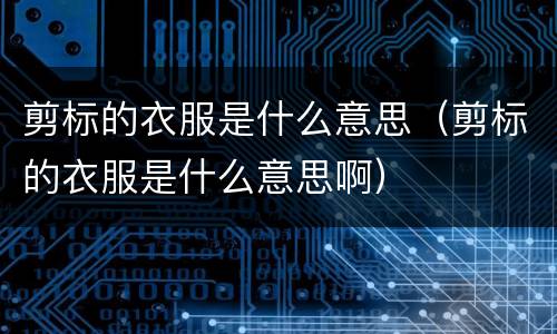 剪标的衣服是什么意思（剪标的衣服是什么意思啊）