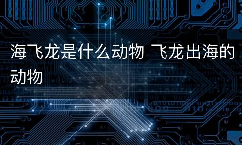 海飞龙是什么动物 飞龙出海的动物