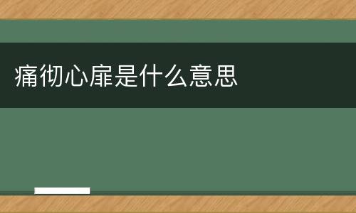 痛彻心扉是什么意思