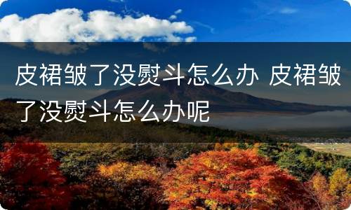 皮裙皱了没熨斗怎么办 皮裙皱了没熨斗怎么办呢