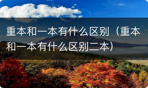 重本和一本有什么区别（重本和一本有什么区别二本）