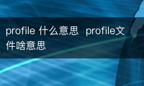 profile 什么意思  profile文件啥意思