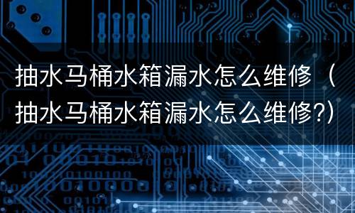 抽水马桶水箱漏水怎么维修（抽水马桶水箱漏水怎么维修?）