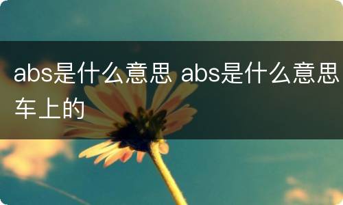 abs是什么意思 abs是什么意思车上的
