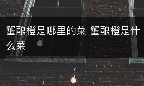 蟹酿橙是哪里的菜 蟹酿橙是什么菜