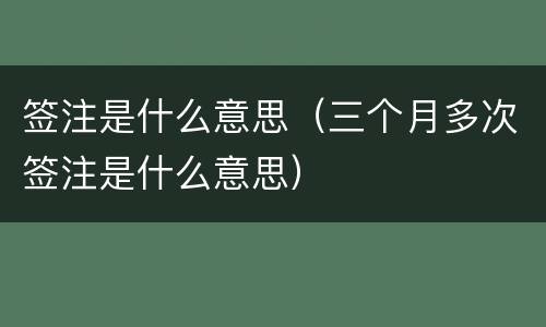 签注是什么意思（三个月多次签注是什么意思）