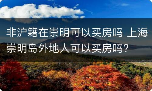 非沪籍在崇明可以买房吗 上海崇明岛外地人可以买房吗?