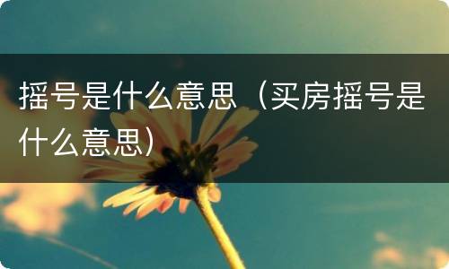 摇号是什么意思（买房摇号是什么意思）