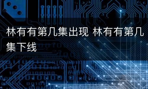 林有有第几集出现 林有有第几集下线