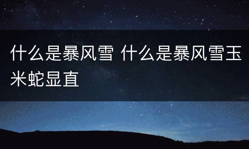 什么是暴风雪 什么是暴风雪玉米蛇显直