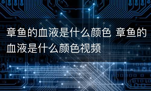 章鱼的血液是什么颜色 章鱼的血液是什么颜色视频