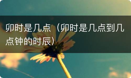 卯时是几点（卯时是几点到几点钟的时辰）