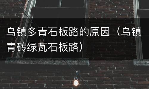 乌镇多青石板路的原因（乌镇青砖绿瓦石板路）