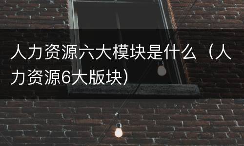 人力资源六大模块是什么（人力资源6大版块）