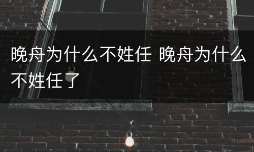 晚舟为什么不姓任 晚舟为什么不姓任了