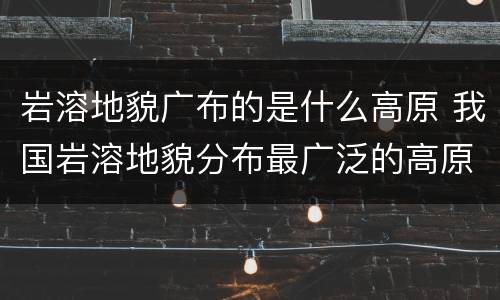岩溶地貌广布的是什么高原 我国岩溶地貌分布最广泛的高原是
