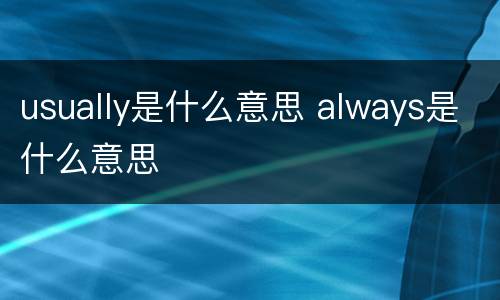 usually是什么意思 always是什么意思