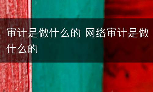 审计是做什么的 网络审计是做什么的