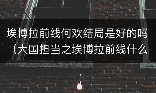埃博拉前线何欢结局是好的吗（大国担当之埃博拉前线什么时候杀青）