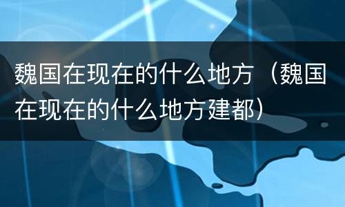魏国在现在的什么地方（魏国在现在的什么地方建都）