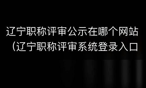 辽宁职称评审公示在哪个网站（辽宁职称评审系统登录入口）
