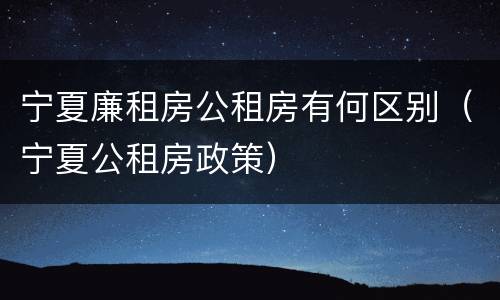 宁夏廉租房公租房有何区别（宁夏公租房政策）
