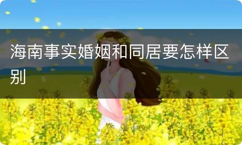 海南事实婚姻和同居要怎样区别