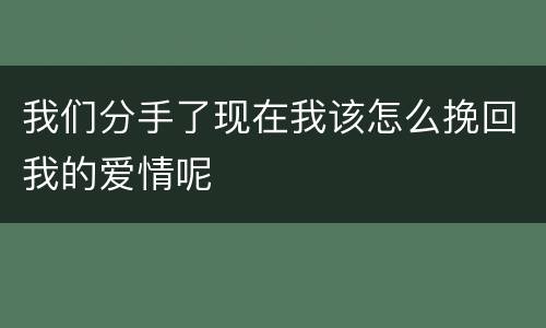 我们分手了现在我该怎么挽回我的爱情呢