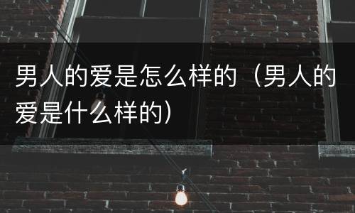 男人的爱是怎么样的（男人的爱是什么样的）