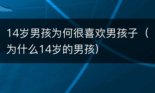 14岁男孩为何很喜欢男孩子（为什么14岁的男孩）