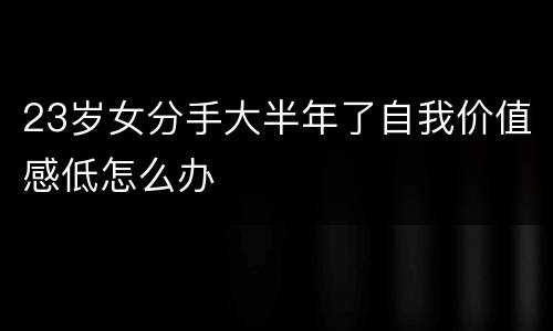 23岁女分手大半年了自我价值感低怎么办