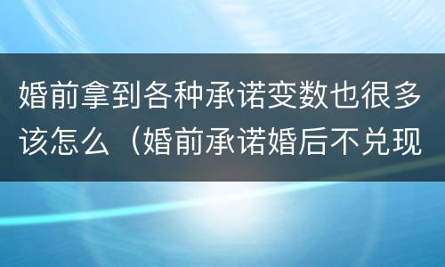 婚前拿到各种承诺变数也很多该怎么（婚前承诺婚后不兑现）