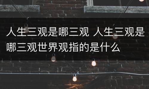 人生三观是哪三观 人生三观是哪三观世界观指的是什么