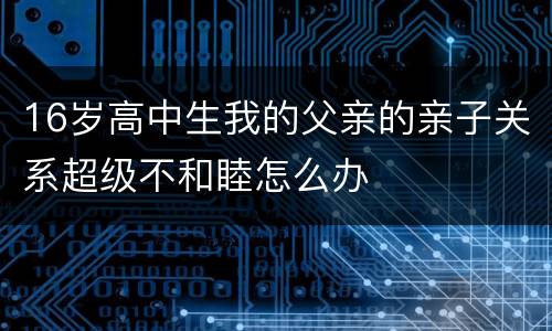 16岁高中生我的父亲的亲子关系超级不和睦怎么办