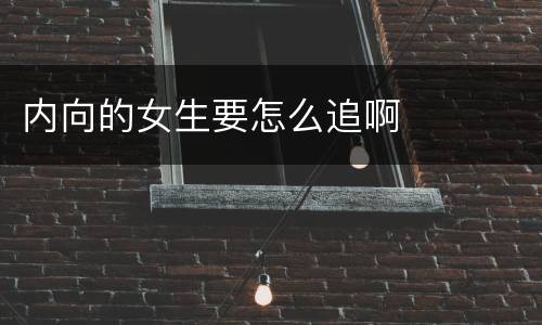 内向的女生要怎么追啊