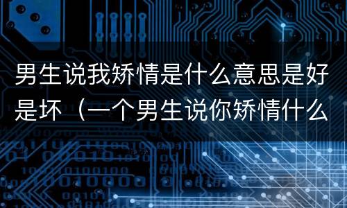 男生说我矫情是什么意思是好是坏（一个男生说你矫情什么意思）