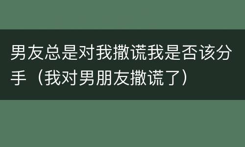 男友总是对我撒谎我是否该分手（我对男朋友撒谎了）