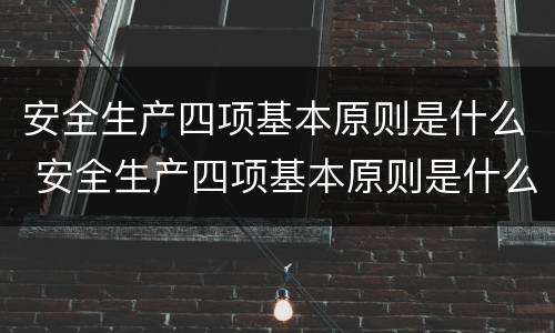 安全生产四项基本原则是什么 安全生产四项基本原则是什么意思