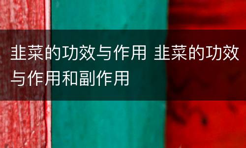 韭菜的功效与作用 韭菜的功效与作用和副作用