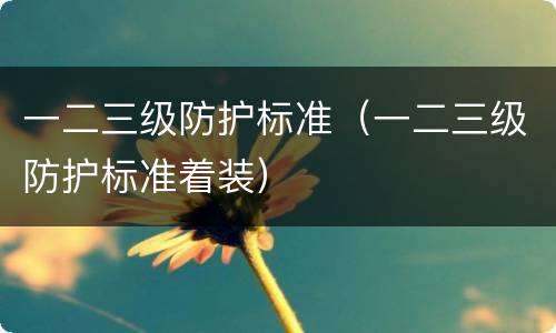 一二三级防护标准（一二三级防护标准着装）