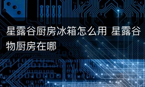 星露谷厨房冰箱怎么用 星露谷物厨房在哪