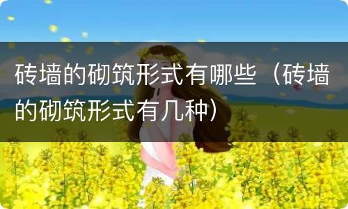 砖墙的砌筑形式有哪些（砖墙的砌筑形式有几种）