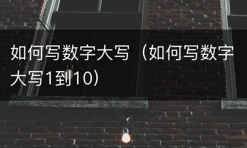 如何写数字大写（如何写数字大写1到10）