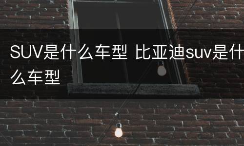 SUV是什么车型 比亚迪suv是什么车型