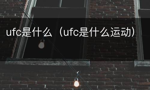 ufc是什么（ufc是什么运动）