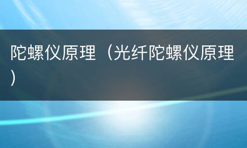 陀螺仪原理（光纤陀螺仪原理）