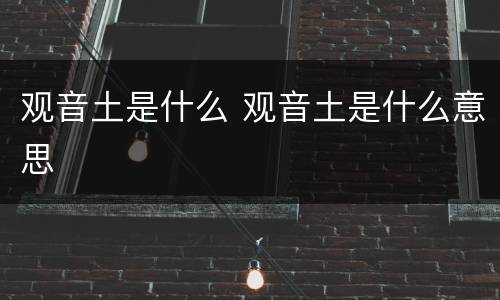 观音土是什么 观音土是什么意思