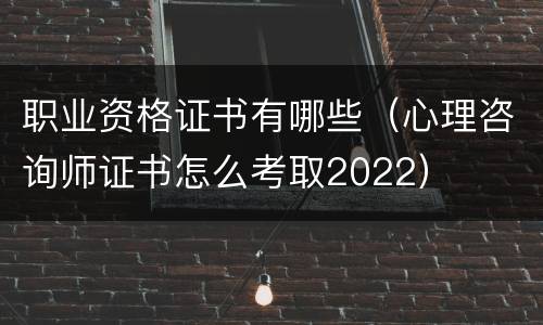 职业资格证书有哪些（心理咨询师证书怎么考取2022）