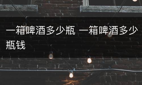 一箱啤酒多少瓶 一箱啤酒多少瓶钱